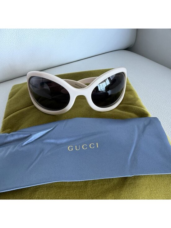 NEW GUCCI White Brown Unisex Angular Mask 1381 Chunky Bold Gg1381S Sunglasses main image 5